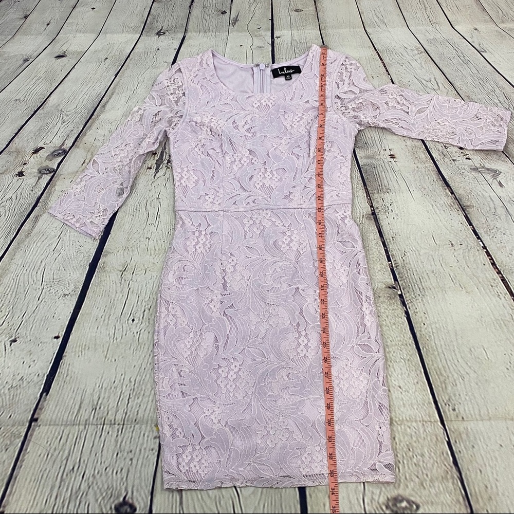 Lulu’s Lilac Mini 3/4 Sleeves Lace Dress, Size XS - Picture 5 of 8